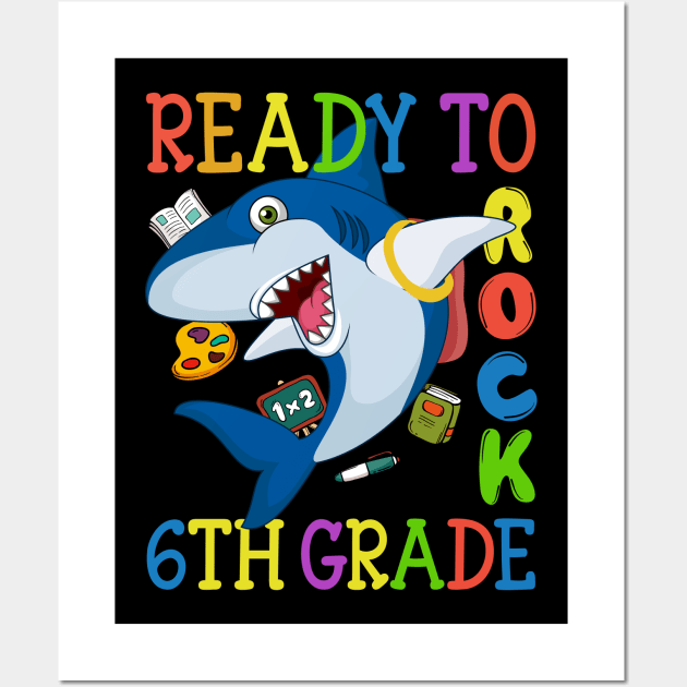 Dabbing 6th Grade Shark Back To School Wall Art by kateeleone97023
